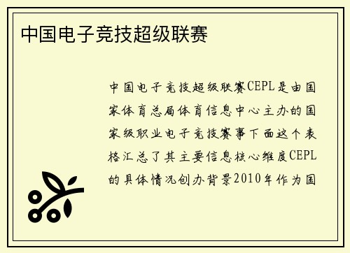 中国电子竞技超级联赛